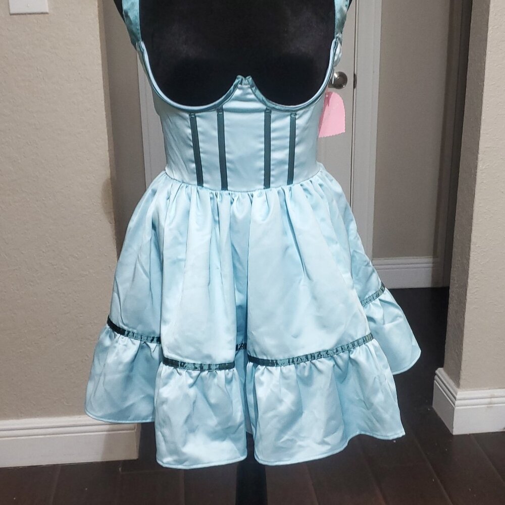 Adorable Fun Trendy Mini Dress with Underbust Corset from DollsKill brand